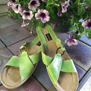 Josef Siebel green slide sandals